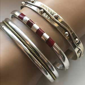 Vintage Taxco Silver 925 Bracelet w/Inlay Jasper